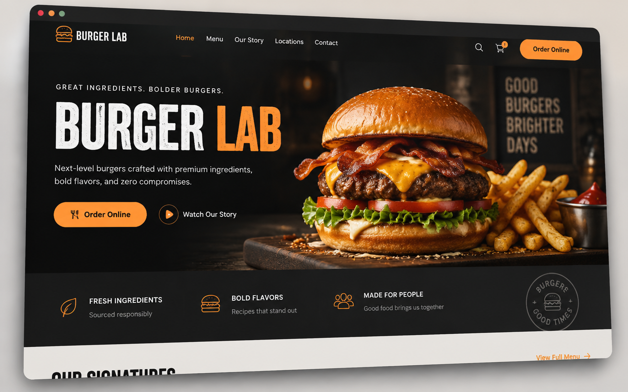 Página web de Burger Lab